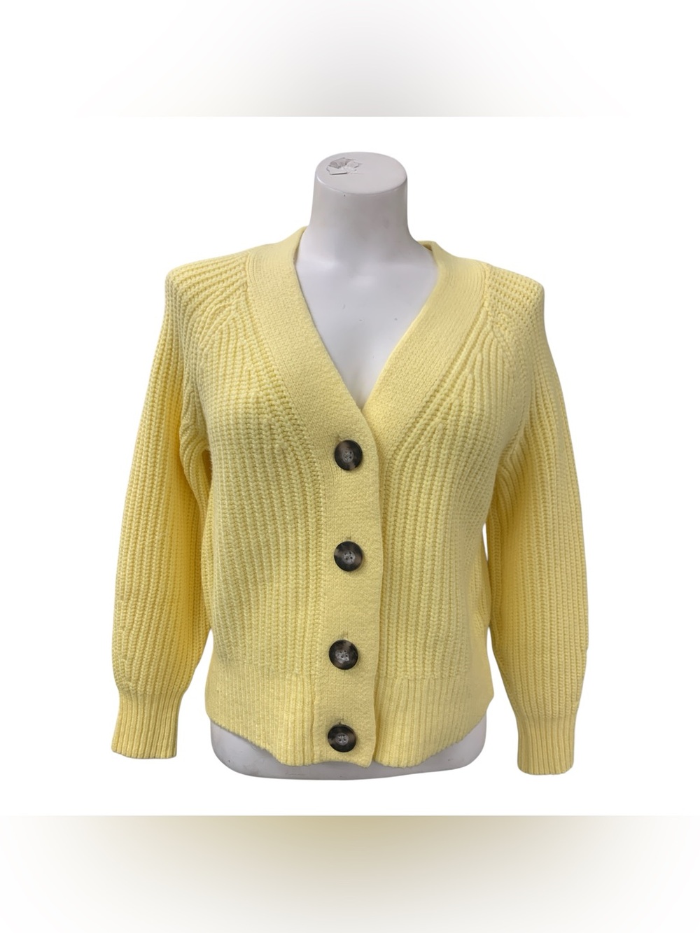 Old Navy Pale Yellow V‑Neck Button Ribbed Cardigan Size XS